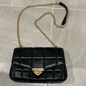Michael Kors SoHo Large Quilted Leather Shoulder Bag in Black